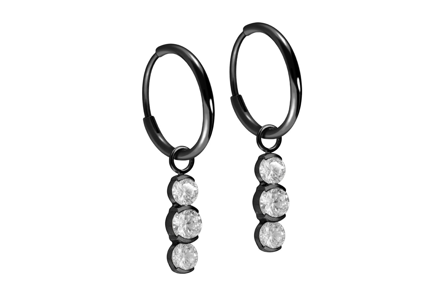 Titan Ohrclicker Creolen 3 EINGEFASSTE KRISTALLE von Piercingline